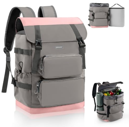Odoland Mochila Nevera 2 en 1, Mochila Térmica Isotérmica con Compartimento Principal de 26L y Aislamiento Isotérmico de 9L, Nevera Portátil Antifugas para Playa, Picnic, Viaje, Familia