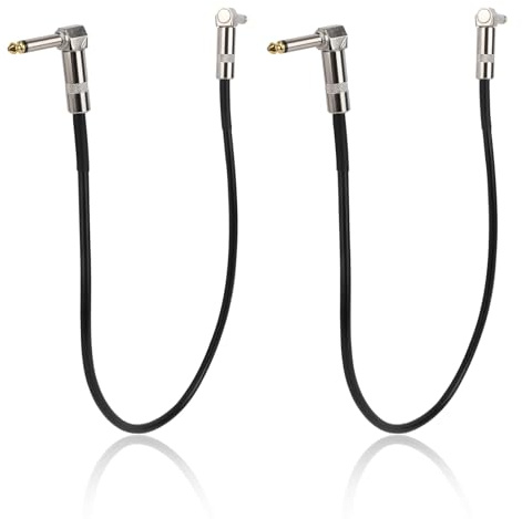 Goktvai 4 Stück Gitarren Patchkabel, 50 cm Langes Rechtwinkliges Gitarren-Patchkabel Hilfskabel für Instrumenten-Effektpedale Board-Anschlusskabel für E-Bass Mischpult Performance