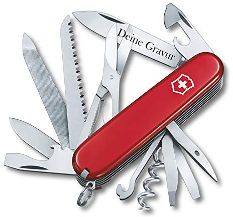 Victorinox Couteau de Poche Ranger avec Demande Gravure sur Lame I Cadeau pour Hommes Femmes I pour Anniversaire I Suisse Personnalisé avec 21 Fonctions 1.3763