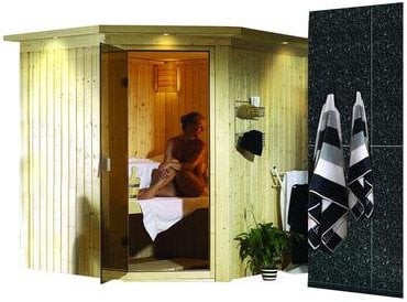 Lilja - Karibu Sauna Plug & Play inkl. 3,6 kW-Ofen - ohne Dachkranz -