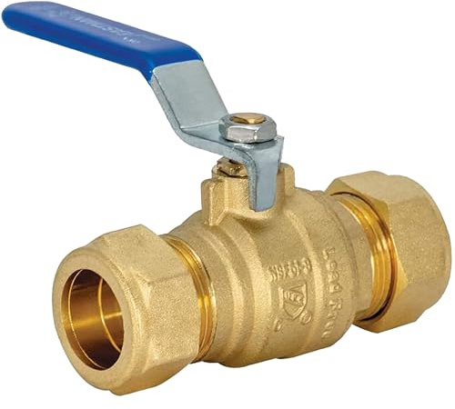 Eastman Full Port Ball Valve, 3/4 x 3/4 Inch Compression Ends, Brass Inline Water Shut-Off Valve, 20097LF