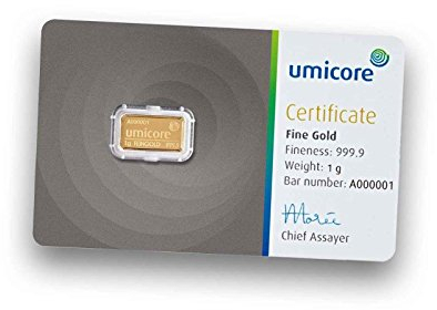Umicore 1g Gramm Goldbarren 999.9