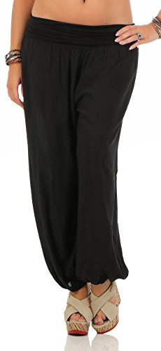 Cleostyle Collection Damen Sommerhosen Uni Farben Pumphose Haremshose Aladinhose Pluderhose CL 2403 (One Size (34-42), Black)