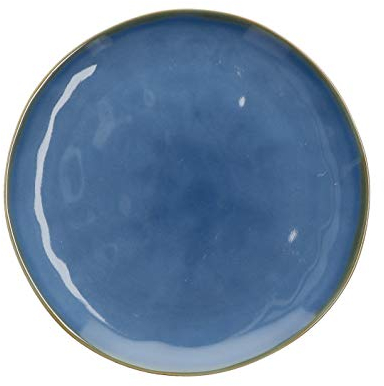 dutis Rose & Tulipani Frühstücks-, Kuchen- und Salatteller 20cm BLU AVIO, Handbemalt, Handgefertigt, Mikrowellen- und Spülmaschinenfest, Erdware, Blumig, Rund, Mittelmeer