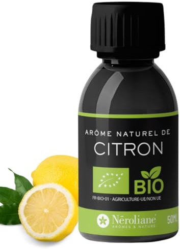 NEROLIANE – Extrait de Citron BIO 50ml – Arôme Naturel Certifié BIO – Spécial Yaourtière, Sorbetière, Glaces, Pâtisseries, Boissons, Confitures – Qualité Professionnelle - Made in France