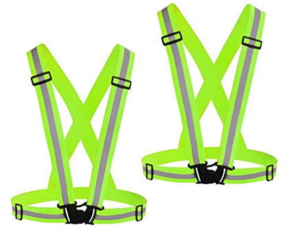 Chiwo Reflektierende Weste, Laufausrüstung, hohe Sichtbarkeit, verstellbare Sicherheitsweste, Outdoor, reflektierender Gürtel für Nachtfahrten, Wandern, Joggen, Hundespaziergänge, Bausicher (grün)