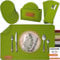MAHEWA® 6er Set Premium Filz Tischset Platzset mit 6X Glasuntersetzer 1x Halter und 6X Bestecktaschen rutschfest Ab-waschbar Gras-Grün