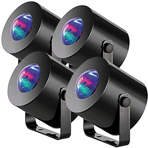 Lunartec Discolampe: 4er-Set Mobile Mini-LED-Discolichter mit Batteriebetrieb (Disco Licht Batterie, Disco Licht batteriebetrieben)
