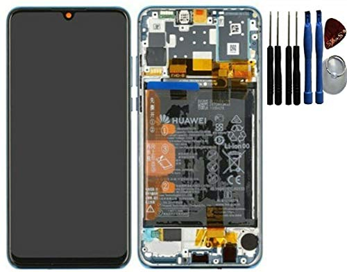 SPES Original LCD Display Touchscreen Bildschirm anzeige für Huawei P30 Lite New Edition Rahmen Blau & Akku MAR-LX1B