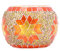 ANCLLO Mosaik-Kerzenhalter aus Glas, handgefertigt, Schneeflocken-Teelichthalter, Tischdekoration, Dekoration für Zuhause, Hochzeit, Orange