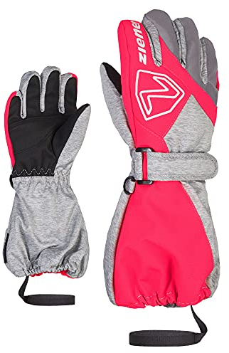 Ziener Unisex Baby Lauro Ski-Handschuhe/Winter | wasserdicht Lange Stulpe reflektierend, light mélange.neon pink, 128