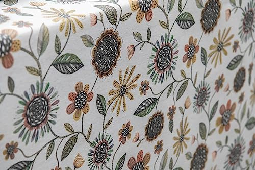 Staab's Stoff wasserabweisend Baumwolle beschichtet verschiedene Dekore (in 50cm Schritten) (Breite 140 cm x Länge wählbar) (Sonnenblumen Leinenoptik)