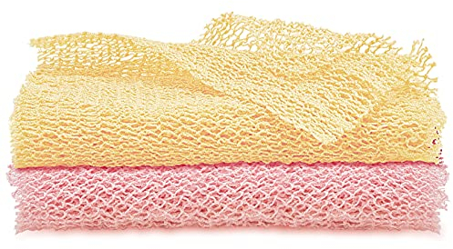 2 Stück Afrikanischer Netz Schwamm Peeling Netz Afrikanisches Körper Wäscher Bad Lappen Waschlappen Dusche Körper Rücken Wäscher Haut Glatter für Heim Gebrauch (Pfirsich Rosa, Cremig)