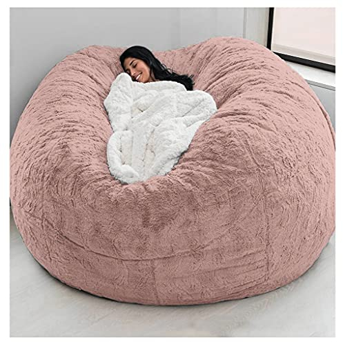 Sitzsackbezug Ohne Fuillung Outdoor Riesen Flauschig Fell Sitzsack Abdeckung Xxl Runder Kinder Weicher Kunstpelz Sitzsack Lazy Schlafsofa Abdeckung Waschbar WohnzimmermöBel ( Color : R , Size : 180X90