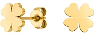 LUUK LIFESTYLE Schlichte Ohrringe aus Edelstahl, Damen Ohrstecker, Glücksbringer Geschenk für Frauen und Mädchen, filigran & wasserfest, vierblättriges Kleeblatt I Glückssymbol, gold