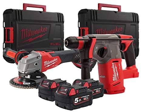 M18FPP2OA-503X - KIT COMPOSTO DA SMERIGLIATRICE M18FSAG125XB + TASSELLATORE M18CHX - 3 BATTERIE DA 5,0AH E VALIGETTA - MILWAUKEE