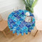 Marokkanische Tischdecke mit marmorierten blauen Fliesen, runde Tischdecke, waschbare Polyester-Tischdecke für Küche, Party, Picknick, Esszimmer, Dekoration, 60 Zoll