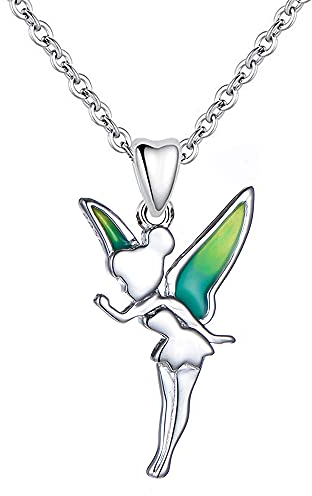Charmbar Tinkerbell Feen Halskette aus 925er Sterlingsilber, Anhänger und Kette, Geburtstagsgeschenk für Mädchen, Tochter, Schwester, Beste Freundin, Prinzessin, Weihnachten