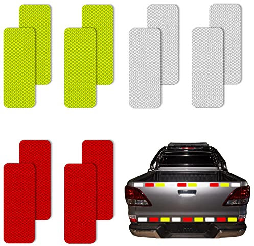 12 Pieces Safety Reflective Stickers,Warning Reflective Stickers Stick-on Car Reflector Sticker Waterproof Reflective Tape Stickers for Vehicle,Bicycles,Motorcycles,Motorcycle Helmet(3x8cm,3 color)