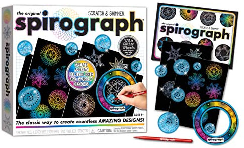 Silverlit - SPIROGRAPH Box mehrfarbig und Glitzer – Kreativspaß – Mandala mehrfarbig – Magische Spiralen – Geschenkidee Zeichenset – Buch mit vielen Designs – Spielzeug für Kinder ab 8 Jahren