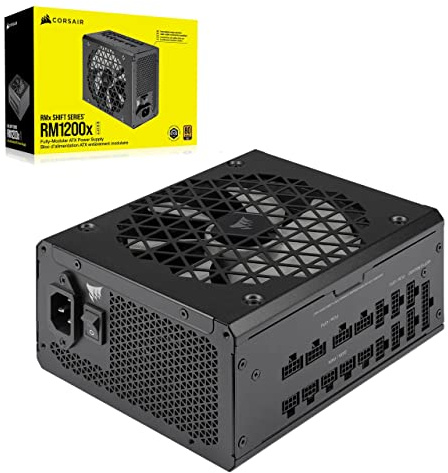 Corsair RM1200x Shift Fully Modular ATX Power Supply - Side Interface - ATX 3.1 & PCIe 5.1 Compliant - Zero RPM Fan Mode - 105°C-Rated Capacitors - 80 Plus Gold Efficiency - Black
