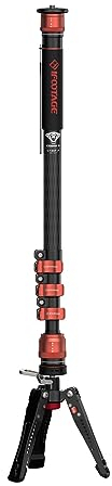 IFOOTAGE Cobra 3 C180F-P Kamera-Einbeinstativ aus Kohlefaser,Teleskop-Video-Einbeinstativ,Innovatives Pedaldesign,Geeignet für Spiegelreflexkameras und Camcorder(180cm)