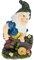 Relaxdays Gnomo da Giardino, con Carriola, HLP: 32 x 18 x 16 cm, Statuetta Nano, Statua in Poliresina Antigelo, Colorato