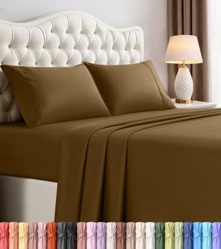 Utopia Bedding Queen Sheets - 4 Piece Bedding - Brushed Microfiber - Shrinkage and Fade Resistant - Easy Care (Queen, Mocha)