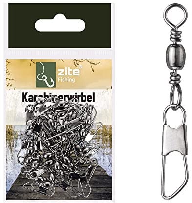 Zite Fishing Angelwirbel - Karabinerwirbel - 30 Stück Wirbel Angeln in Tüte als Angel-Zubehör - Basis Schnurverbinder für den Angler (#8/9 kg)