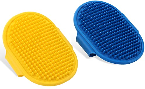 cobee Hundepflegebürste, 2 Stück Silikonkautschuk Haustier Badebürsten mit verstellbarem Riemen Griff Gummi Dusche Bürste Haustier Shampoo Bad Bürste Kamm Welpe Massage Bürste Fell Reinigung Bürste