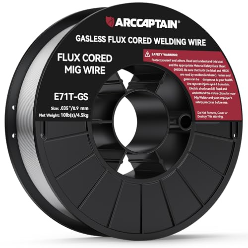 ARCCAPTAIN Flux Core Welding Wire .035, E71T-GS 035 Flux Core Welding Wire Gasless Low Splatter 10Lbs Mig Welding Wire Mild Carbon Steel Compatible With Lincoln Miller Forney Harbor Welder 4.5KG