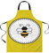 XVBCDFG Insert Bee Cartoon Black Polka Dot Schürzen für Damen Herren mit Taschen, gelb, verstellbar, wasserdicht, Küchenchefschürze zum Grillen, Kochen, BBQ, Malen