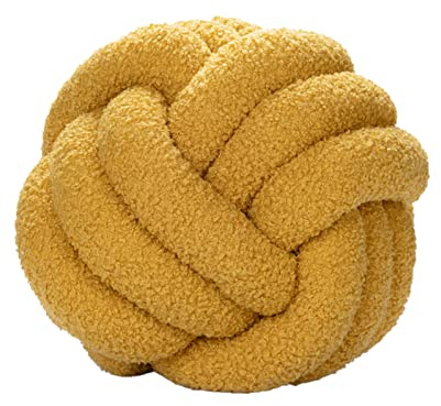 Almohada de Bola de Nudo Suave, 11 en Cojines de Lana de Cordero, Almohada de Bola de Nudo Bola de Boucle Bola Anudada Hecha a Mano para Cojín de Silla de Sofá, Almohada de Bola de Nudo(Amarillo)
