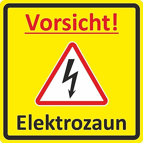 'Vorsicht! Elektrozaun' 100 x 100 mm selbstklebend Warn- Hinweis- und Verbotsschild/Hart-PVC