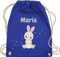 Turnbeutel Rucksack - Süßer Hase Hasen Hasenmotiv Rabbit Langohr - Unisize - Royalblau - personalisierter beutel kinder ostern stoffbeutel geschenke kindergarten osterhasen sportbeutel