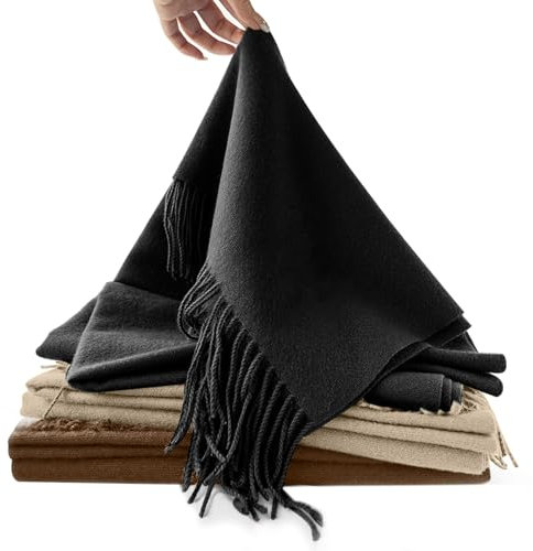 Sciarpa Donna Invernale,Elegante Sciarpa Calda,Scialle Donna Grande,Sciarpa Moda 200cm*70cm (Nero)