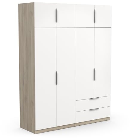Demeyere 391387 Vestidor con Armario Moderno 8 Puertas 5 estantes 2 cajones, Madera de ingeniería, Gris
