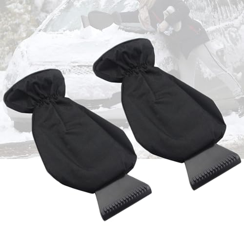 peiyee 2 SäTze Eiskratzer Auto Mit Handschuh Stabil GefüTtert Wasserdicht,Eiskratzer Auto,Scheibenkratzer Auto,Magischer Auto-Eiskratzer,Auto ZubehöR FüR Frauen MäNner (Schwarz)
