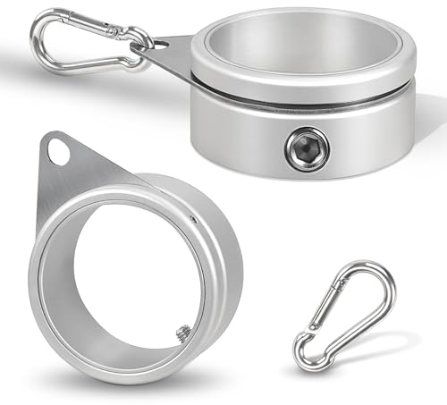 Anovo Fahnenmastringe, Fahnenmast-Ringe, Aluminiumlegierung, 360° drehbar, Anti-Wickel-Flaggenmontage, drehende Ring-Clips für Fahnenmast mit 4,4 - 5,1 cm Durchmesser, 2 Stück (mattes Silber)