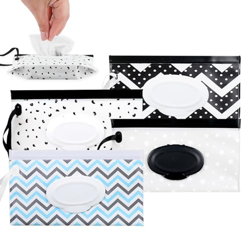 4Pcs Reusable Baby Wet Wipe Pouch - EVA Water-Proof Dispenser for Clean and Portable Wipes, Refillable Travel Wet Wipe Pouch Bags, Perfect for Babies, Moms, and Elderly