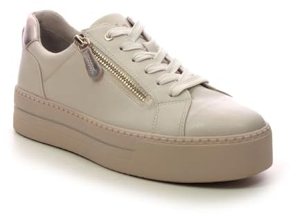 Jana Damen Plateau Sneaker mit Reißverschluss Vegan, Beige (Ivory), 40 EU