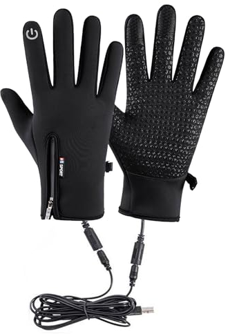 Luckxing USB Beheizte Handschuhe, Beheizbare Handschuhe Für Herren Damen, Bequeme Winter-Skihandschuhe, Winter-Thermohandschuhe, Warme Touchscreen Handschuhe Für Klettern, Wandern, Radfahren, Camping