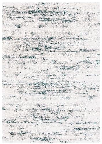 SAFAVIEH Fontana Shag 800 Collection Area Rug - 5'3 x 7'6, Ivory & Green, Shag & Flokati Design, Ideal for High Traffic Areas in Living Room, Bedroom & Dining Room (FNT873B-5)