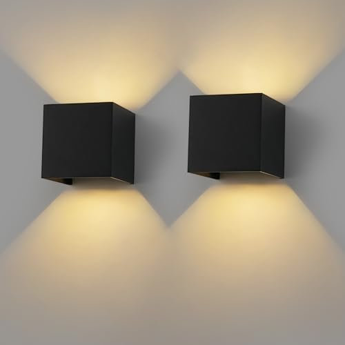 FORCOSO Wandleuchte Innen Schwarz, 2 Stück Wandlampe Aussen, G9 LED Aussenlampe Wand, IP65 Wasserdichte Wandleuchten, Einstellbarer Lichtstrahl, Aussenleuchten für Garten, Wohnzimmer, Schlafzimmer