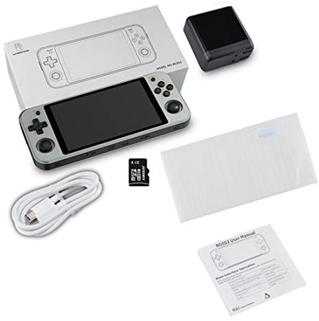 ATHUAH Consola de juegos portátil RG552, sistema de código abierto para consola de juegos retro de 5,36 pulgadas, 128G 20000+ juegos, gris