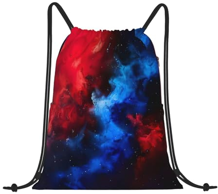 Crazy Save Manatee Stilvolle Kordelzug-Tasche, Damen-Rucksack aus Seil für Outdoor-Sportarten und Reisen, Rot-blaue Galaxie, Einheitsgröße