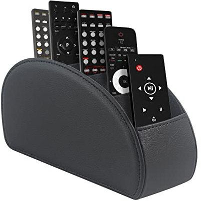 WAYIFON Fernbedienungshalter mit 5 Taschen, Große Halterung für TV, DVD,4K Stick und Bluray Fernbedienungen, Fernbedienung Aufbewahrung für Stifte,M-Schwarz