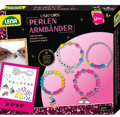 Lena 42708 Perlen Armbänder Unicorn, Faltschachtel, Mehrfarbig