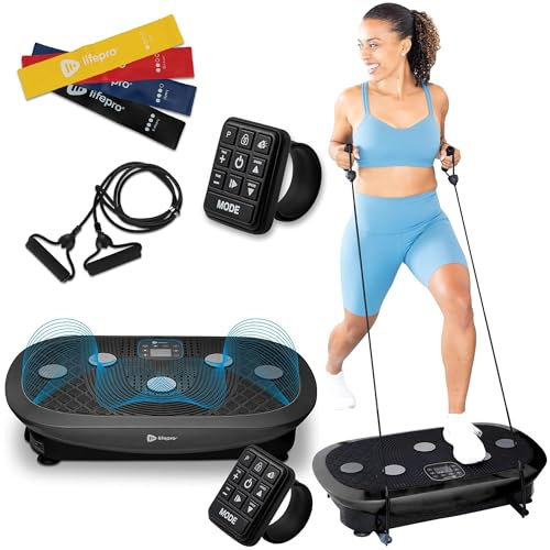 LifePro Vibrating Plate Exercise Machine for Home Use, Full Body Vibration Plate Exercise Machine with Remote Control, LCD Display & Resistance Bands
