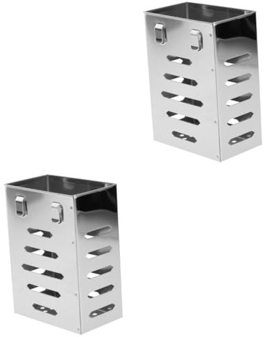 Mikinona 2pcs Chopstick Holder Cutlery Drain Bucket Wall Hanging Cutlery Holder Wall Cutlery Holder Utensil Crock Cutlery Storage Organizer Chopsticks Container Silver Stainless Steel